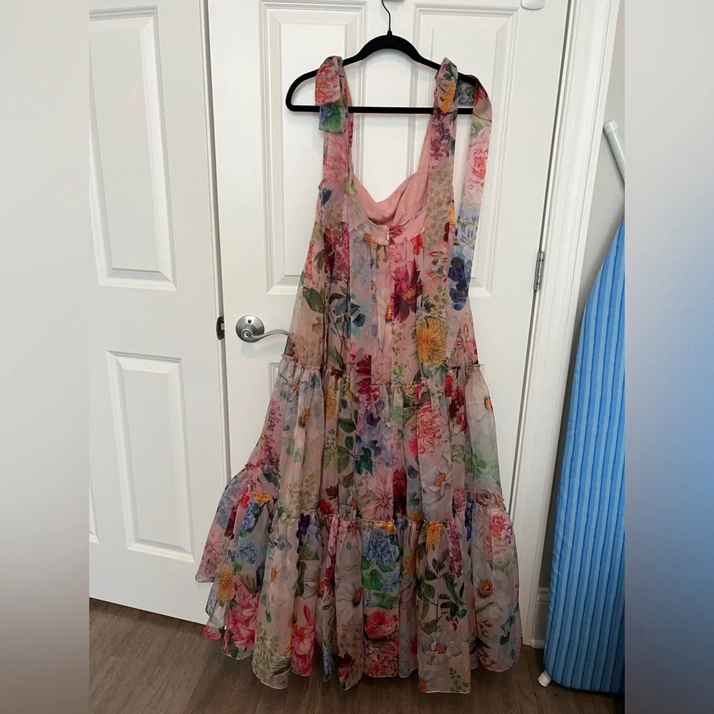 NWOT Bhldn Isabella Tiered Square-Neck A-Line MIDI Dress - Picture 6 of 7